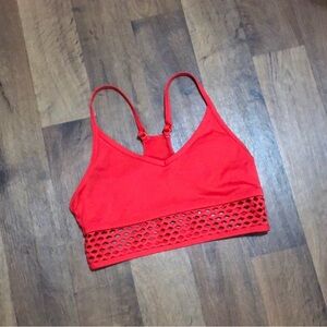 PINK Victoria’s Secret Red Mesh Band Sports Bra Bralette Size S Like New